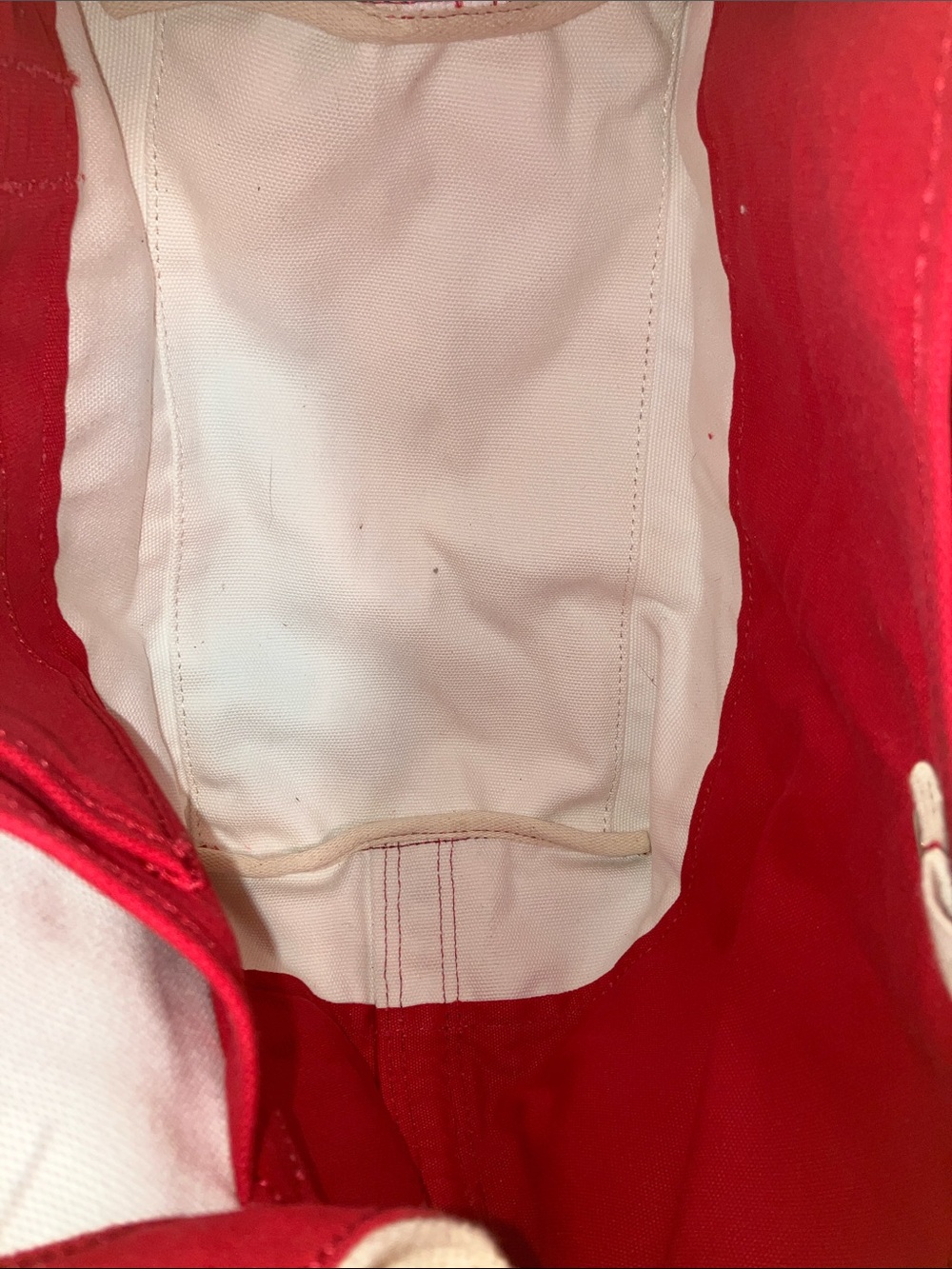 Lands' End Red Plaid Canvas Tote with Front Pocket - Picture 8 of 8